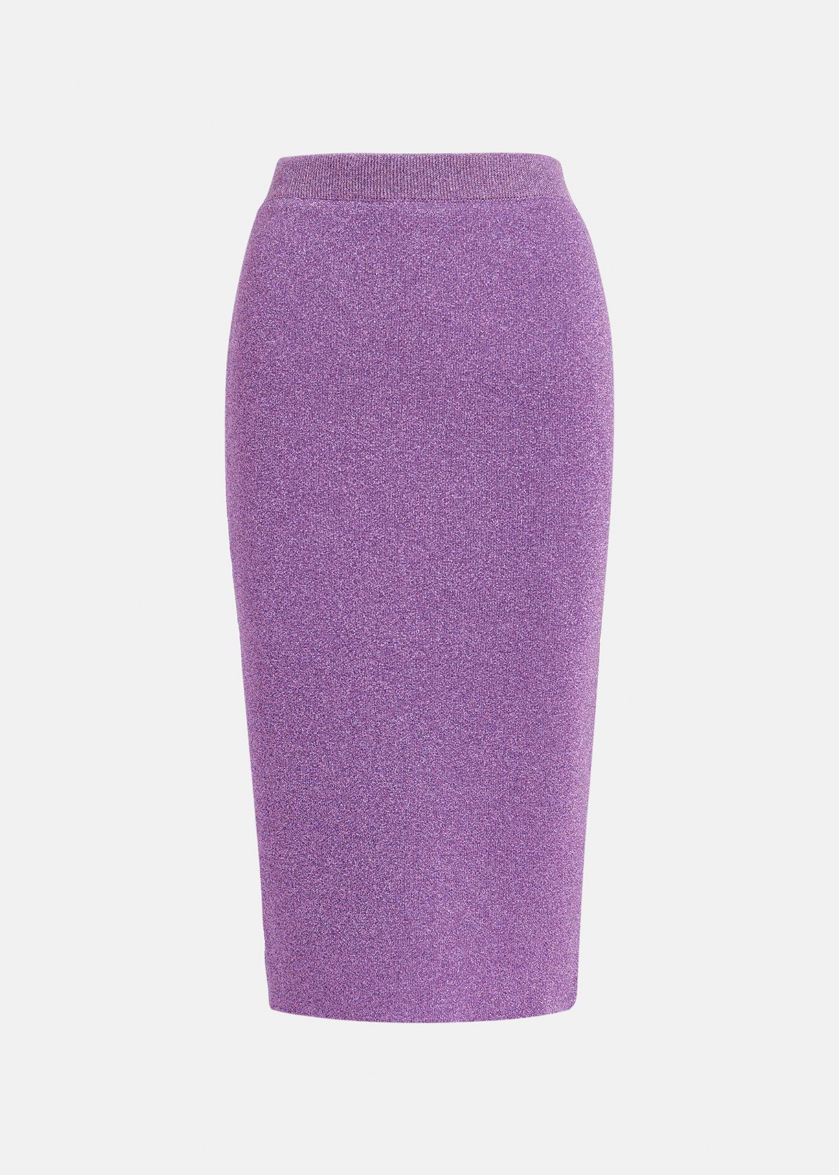 Purple lurex knitted midi skirt