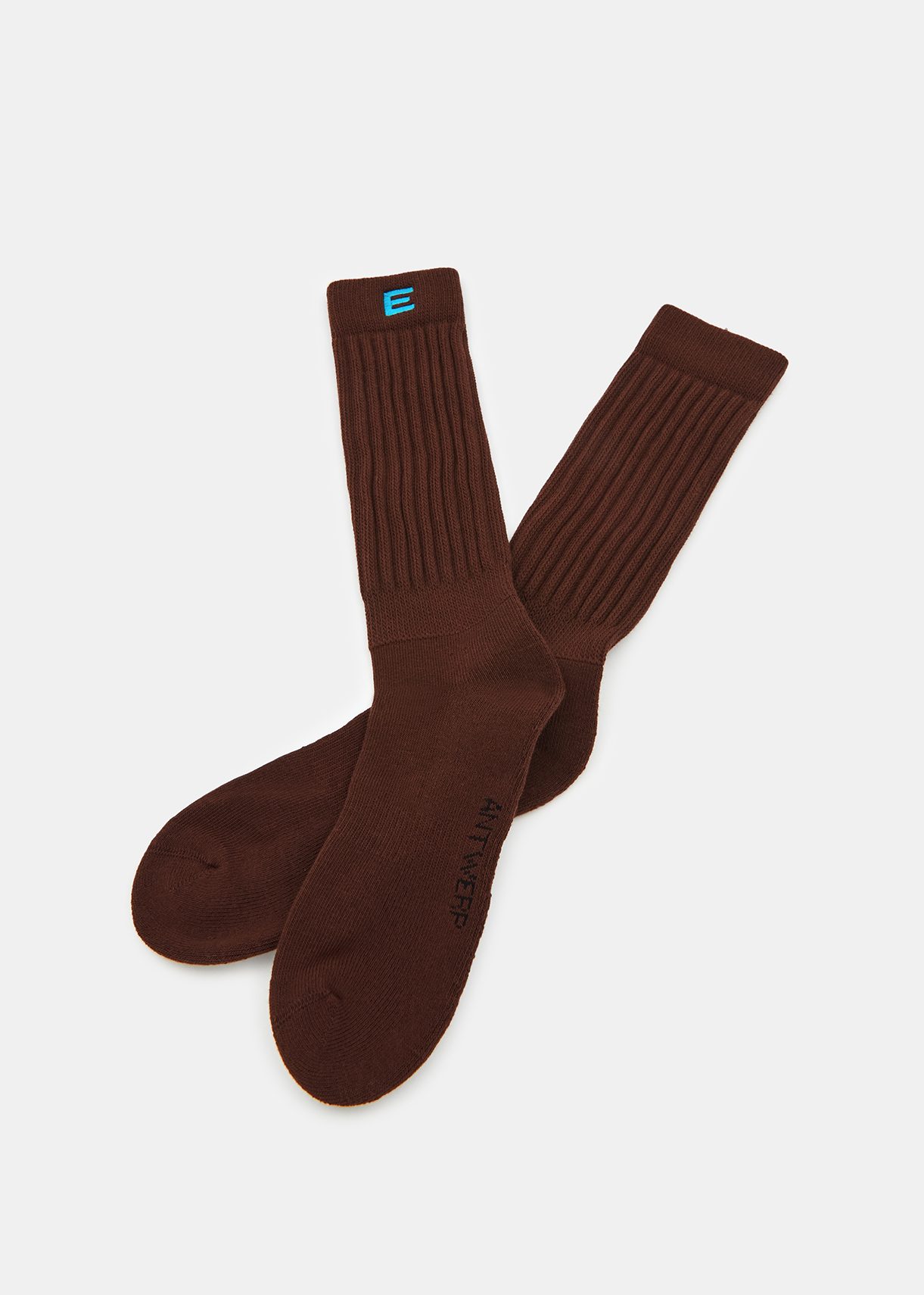 Brown rib-knitted socks