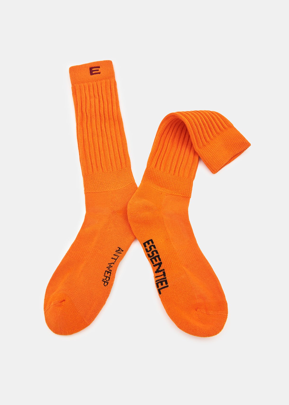 Orange rib-knitted socks