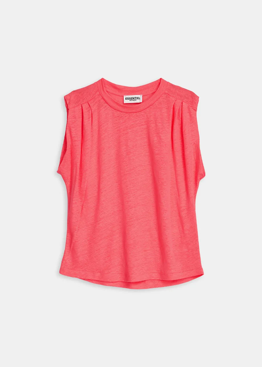 T-shirt sans manches en lin rose