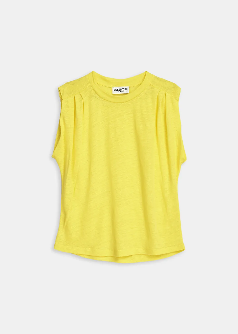 Yellow linen sleeveless T-shirt