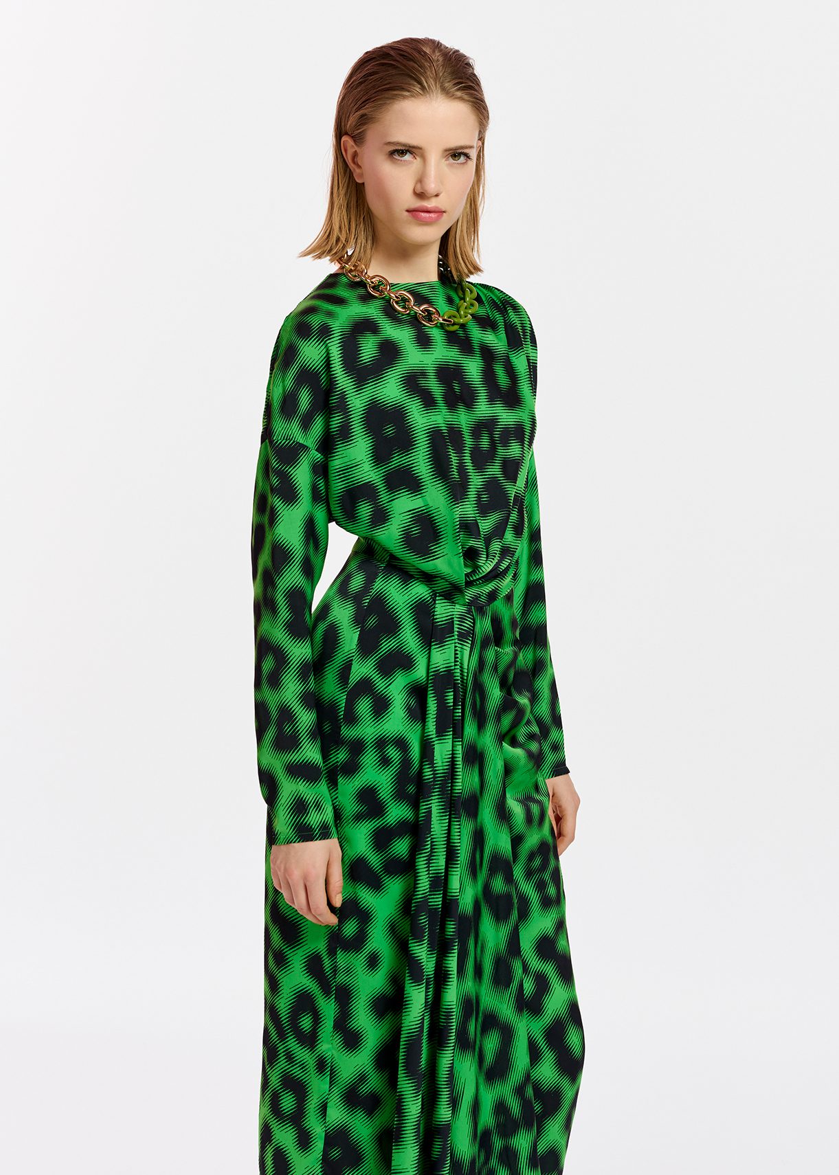 Robe verte leopard new arrivals