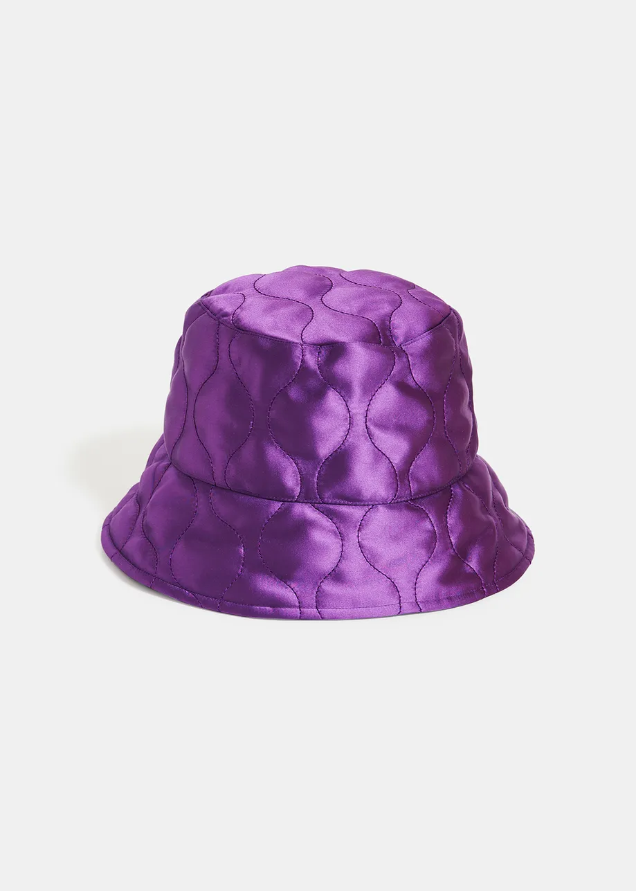 Purple satin bucket hat