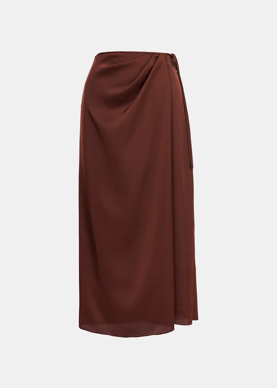Brown midi wrap skirt