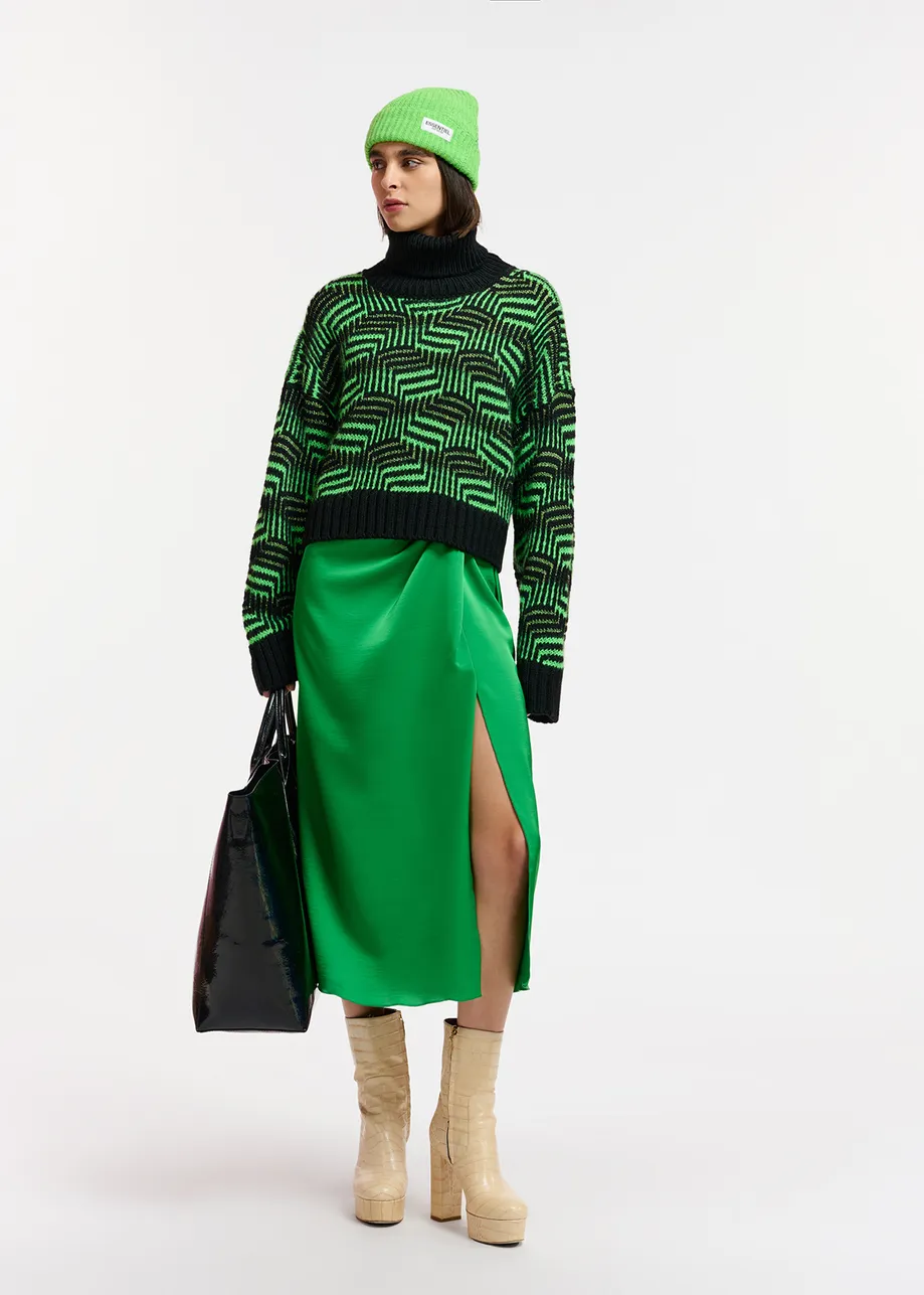 Green midi wrap skirt