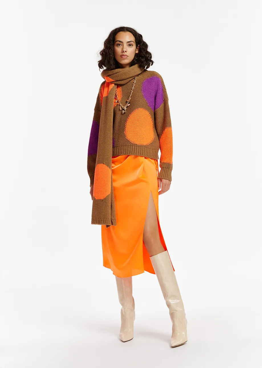Orange midi wrap skirt