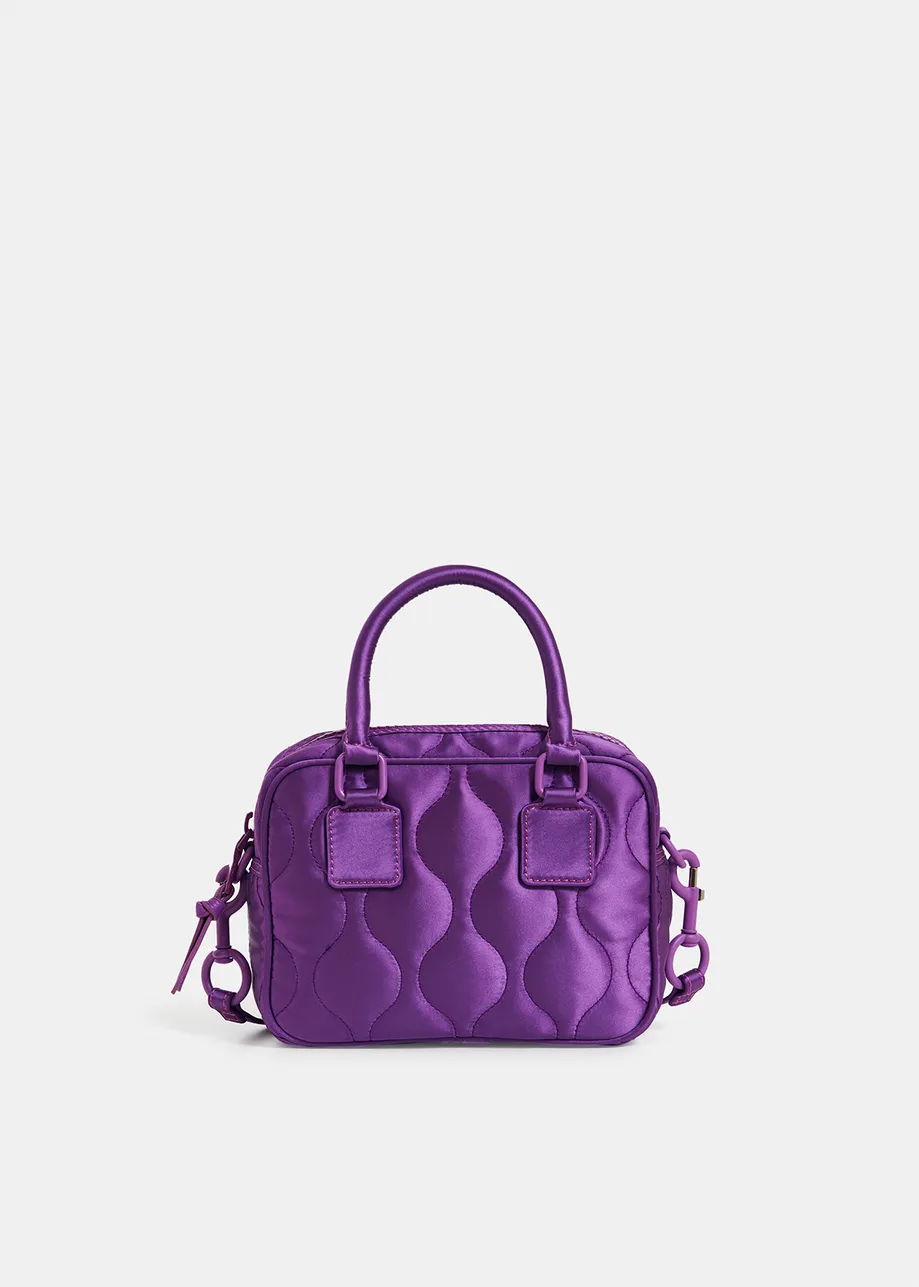 Purple quilted satin mini bag