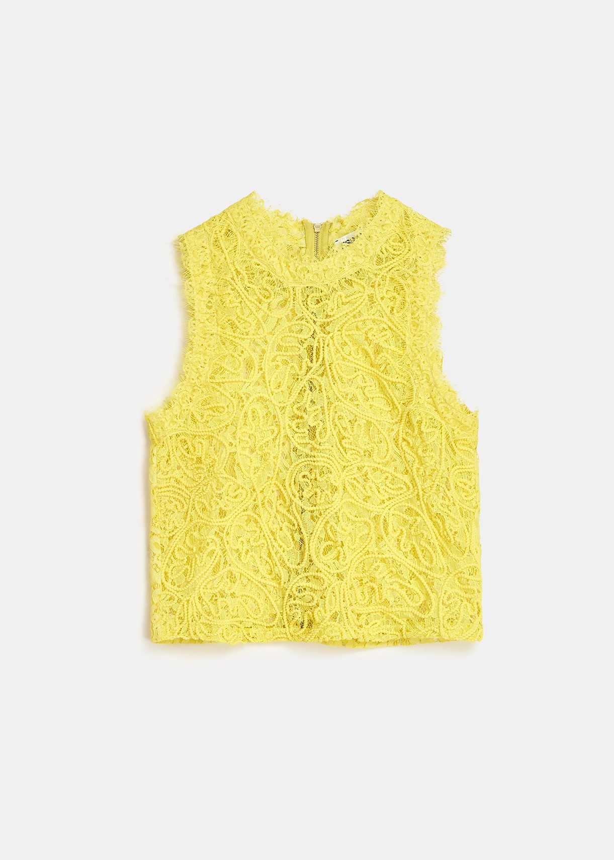 Yellow embroidered lace top