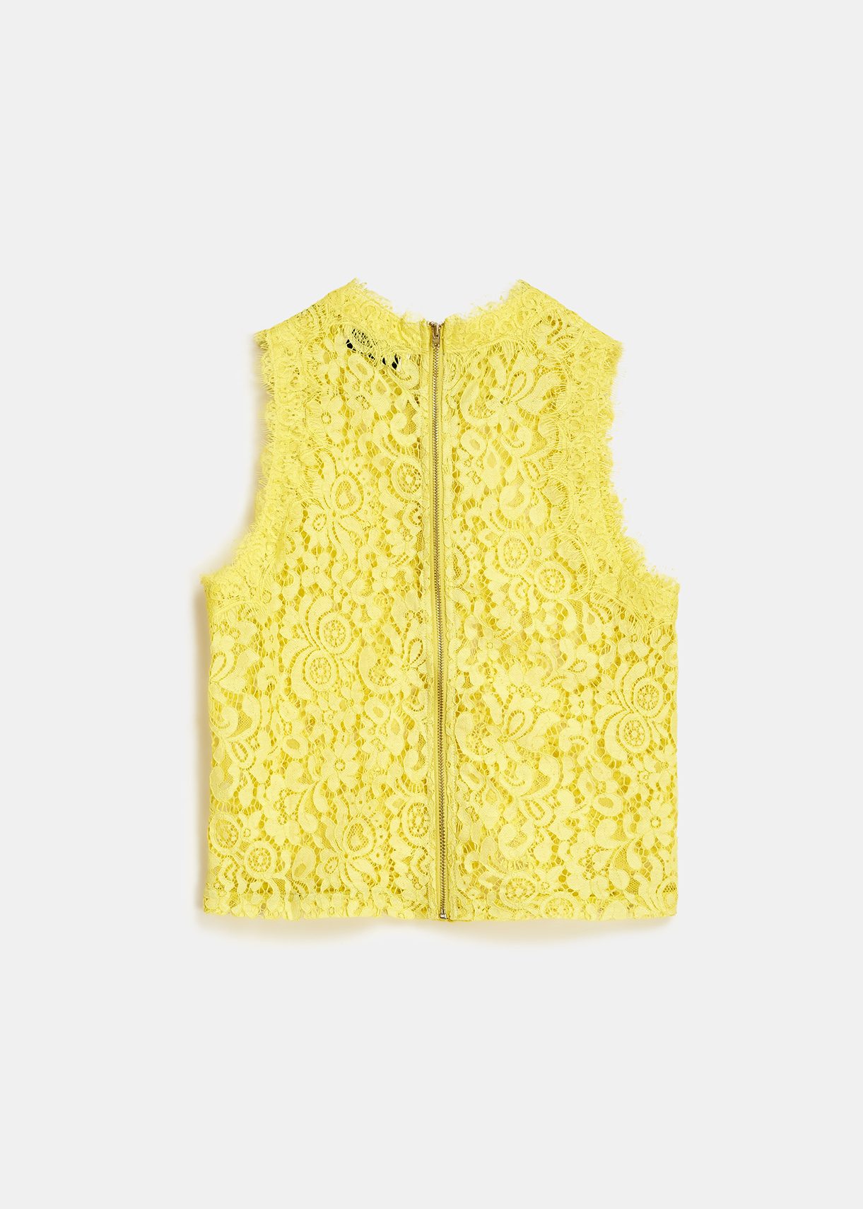 Yellow embroidered lace top | Essentiel Antwerp Europe