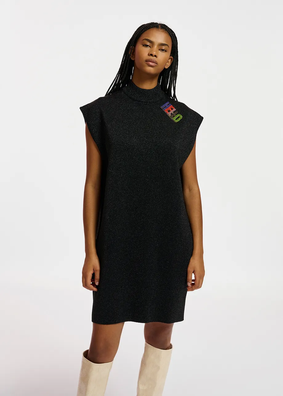 Black lurex knitted dress