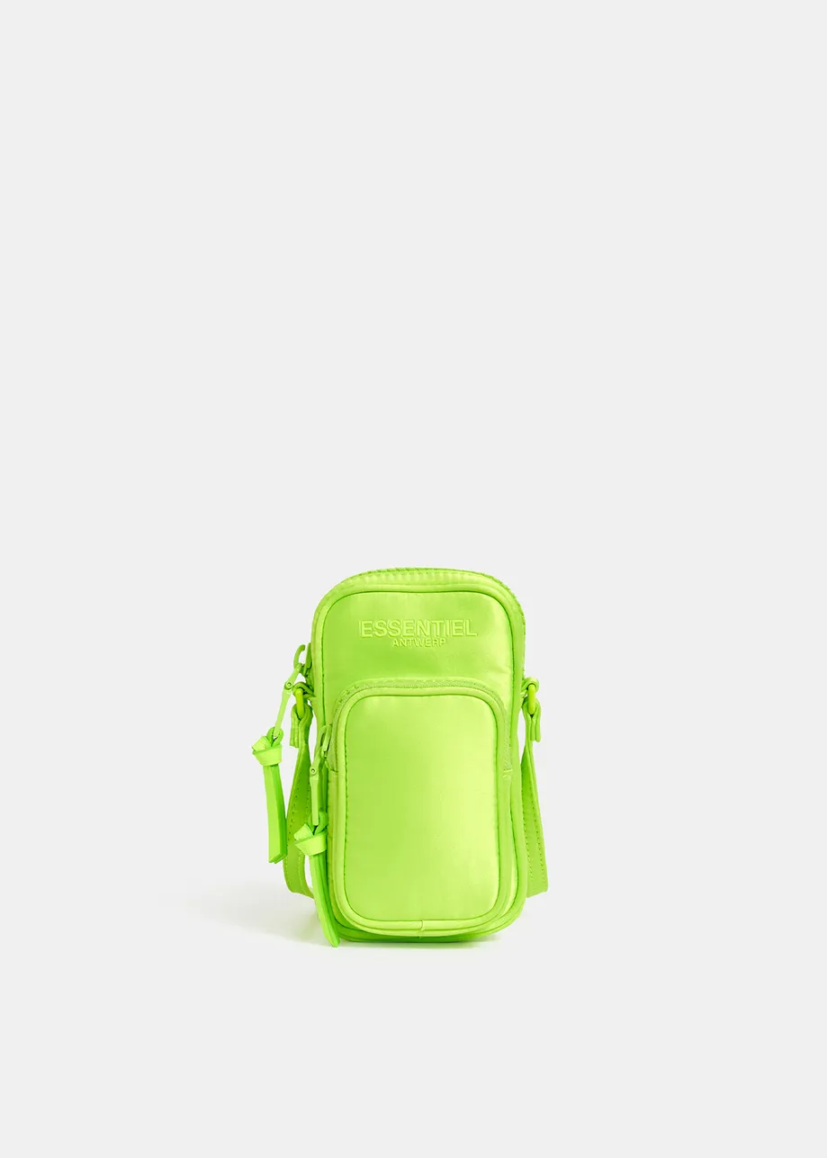 Neon yellow satin mini shoulder bag