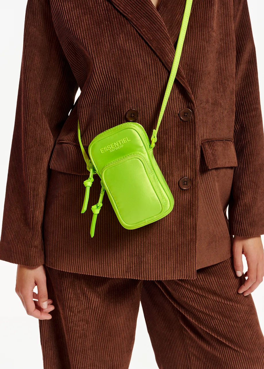 Neon yellow satin mini shoulder bag