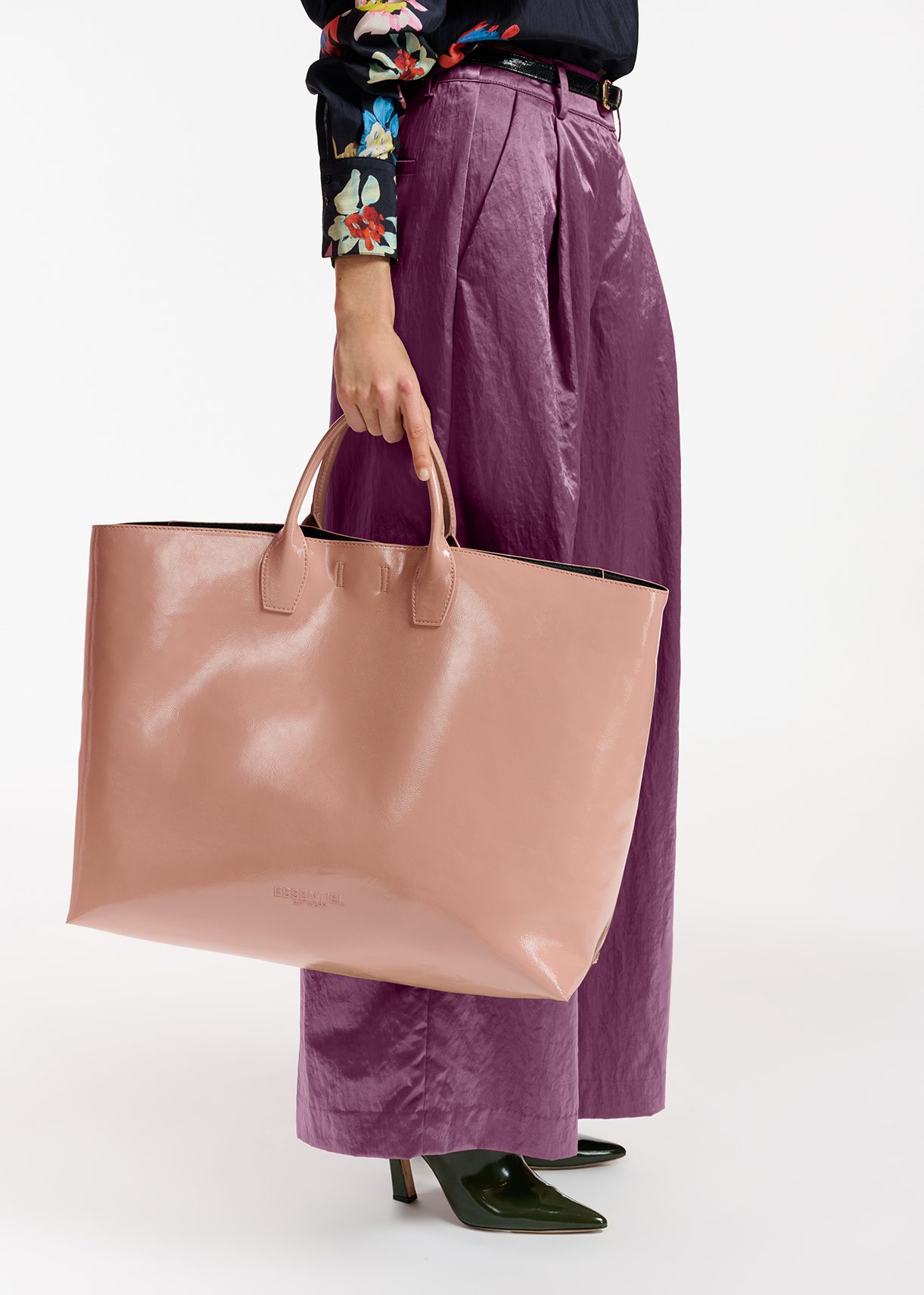 Pink leather shopper outlet bag