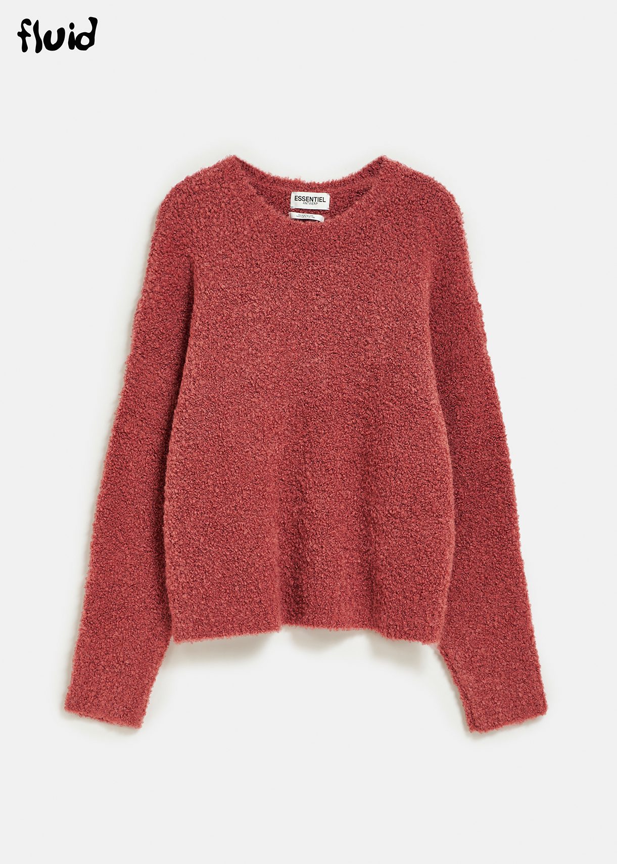 Brown bouclé-knit sweater 