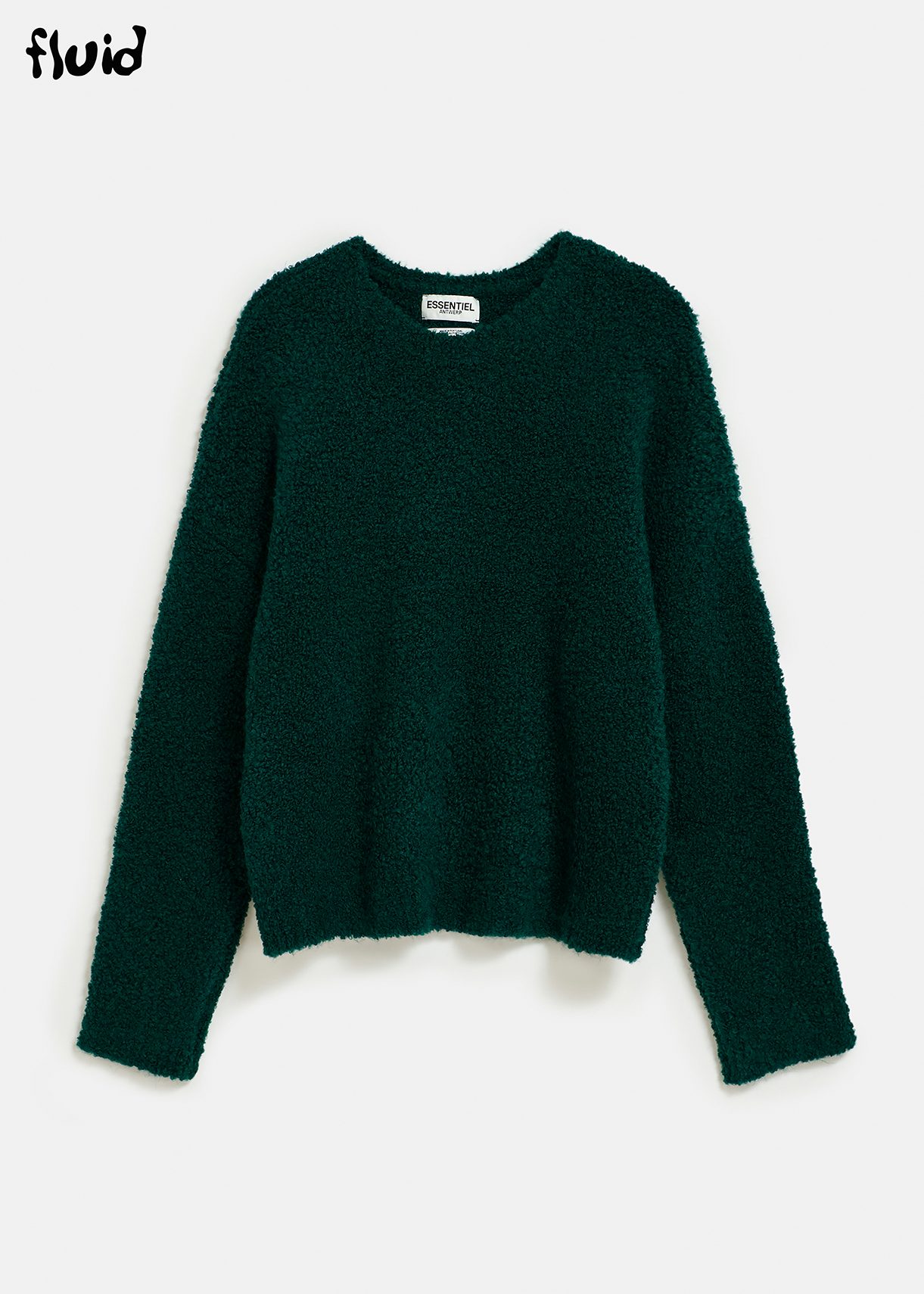 Khaki bouclé-knit sweater 