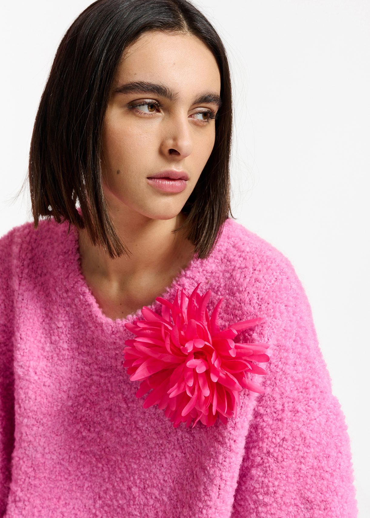 Pink knit sweater with separate collar Essentiel Antwerp Belgium