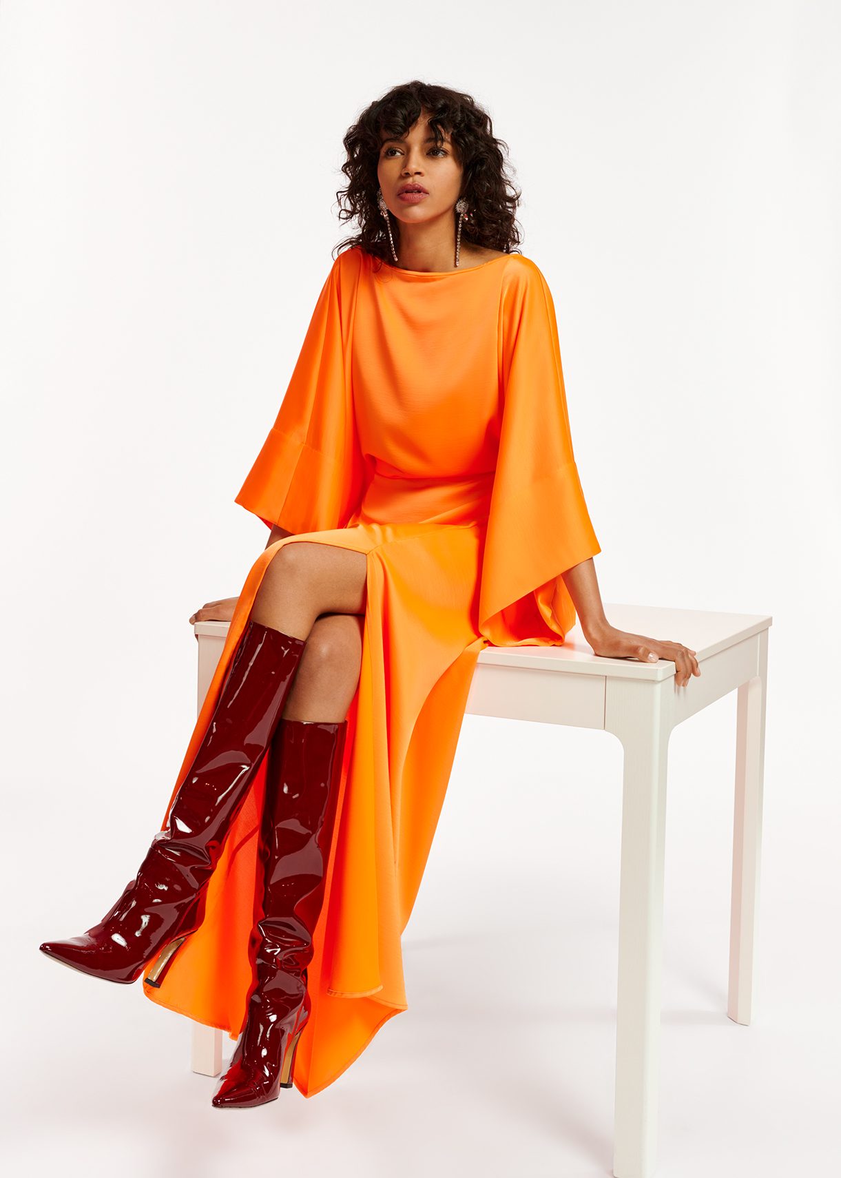 Orange satin gown Essentiel Antwerp United Kingdom