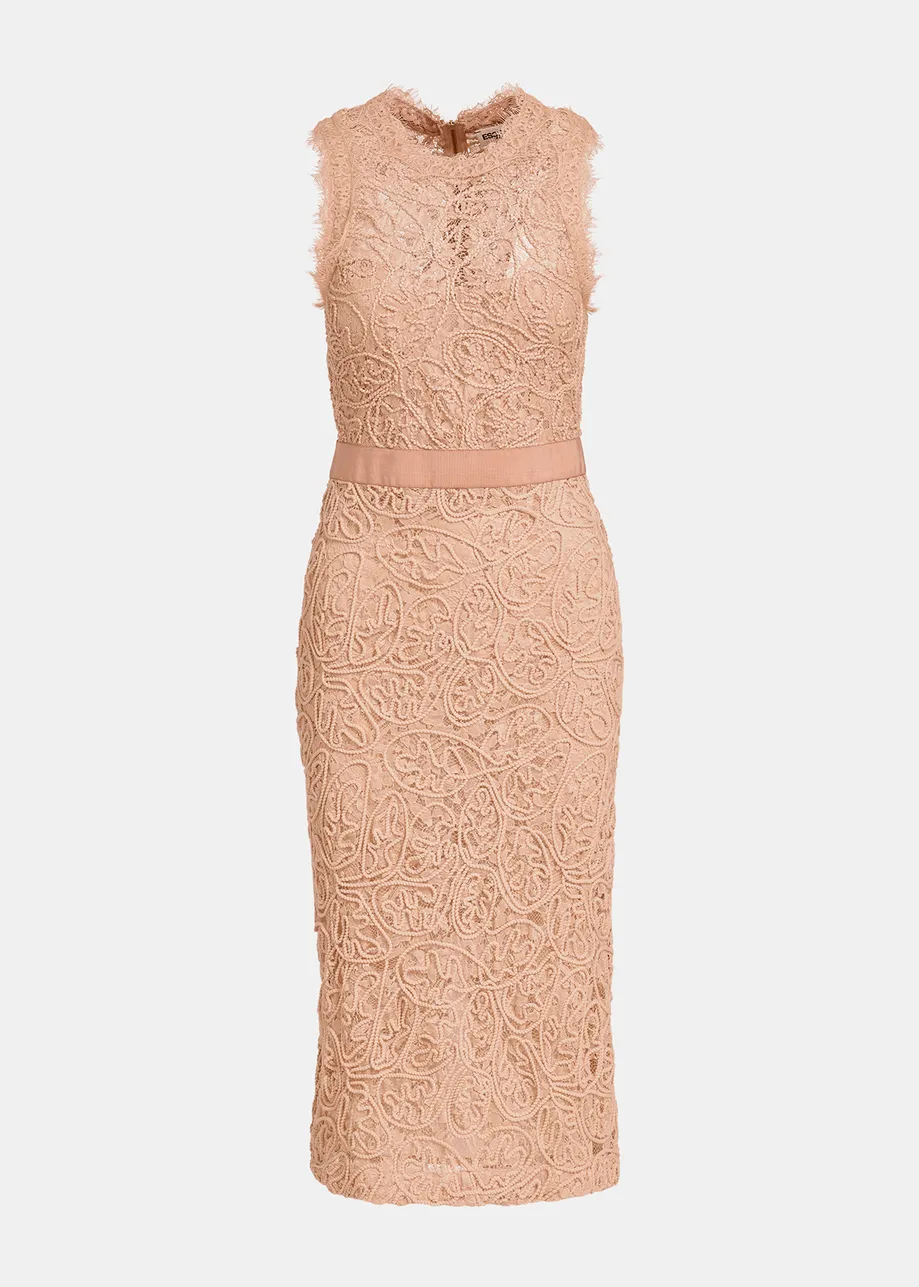 Robe midi en dentelle rose vintage