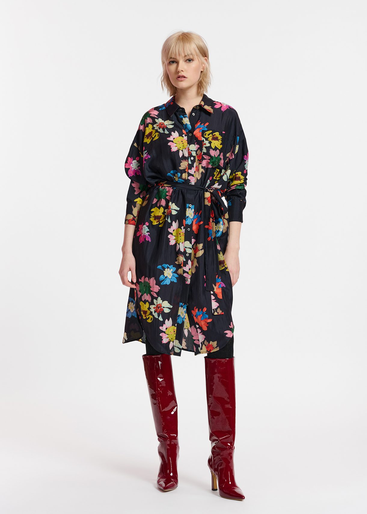 Black floral knee outlet length dress