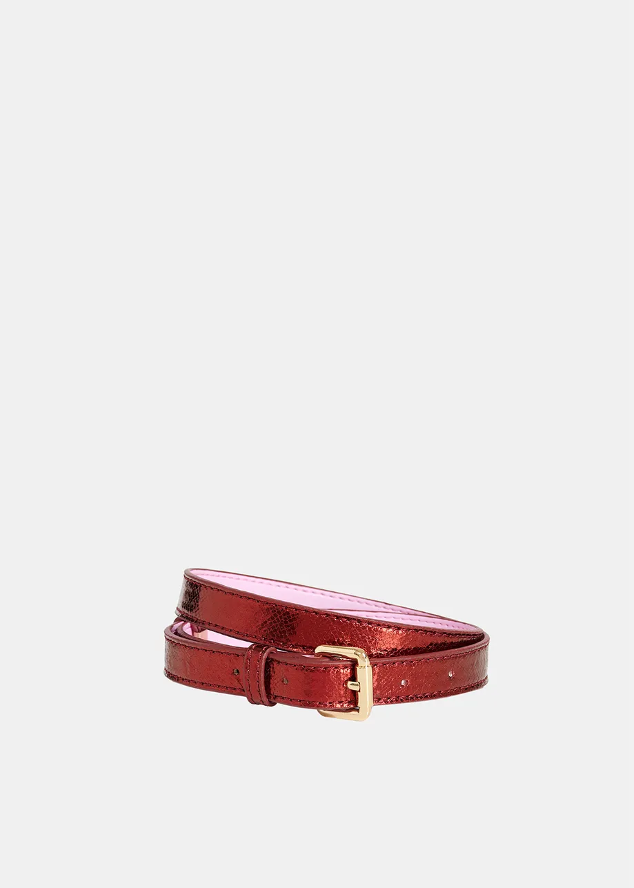 Burgundy metallic belt