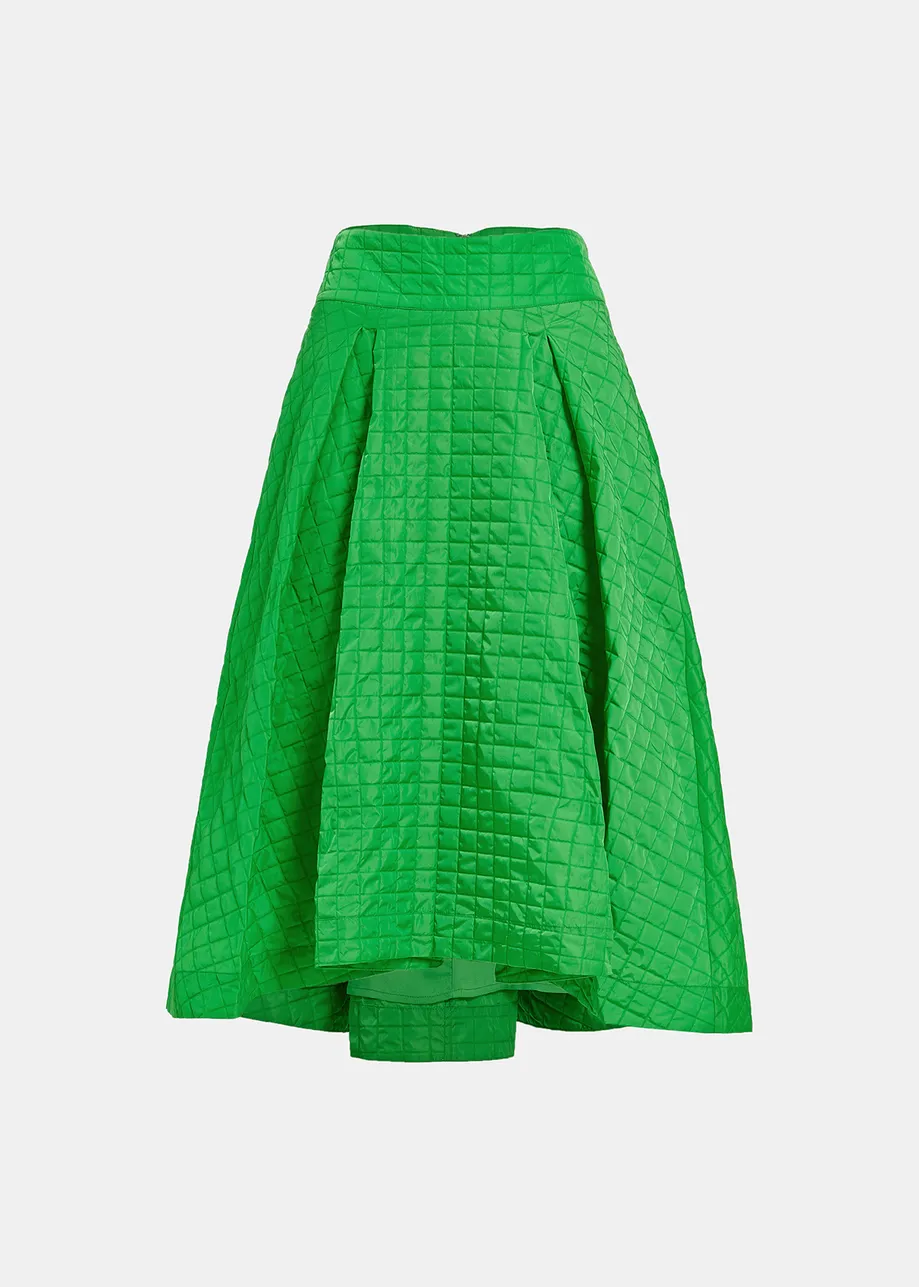 Green pleated midi skirt