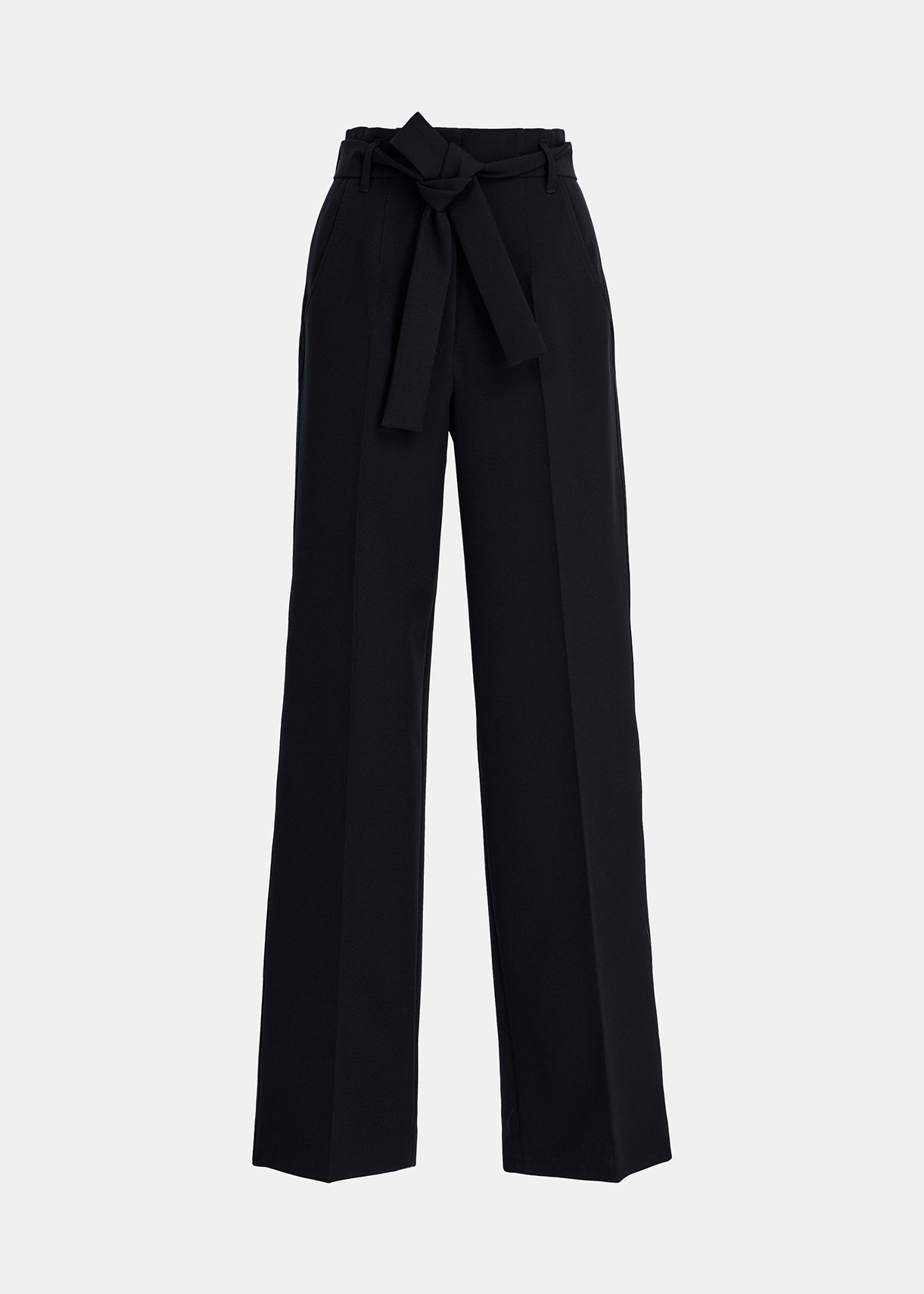 Black straight-leg belted pants