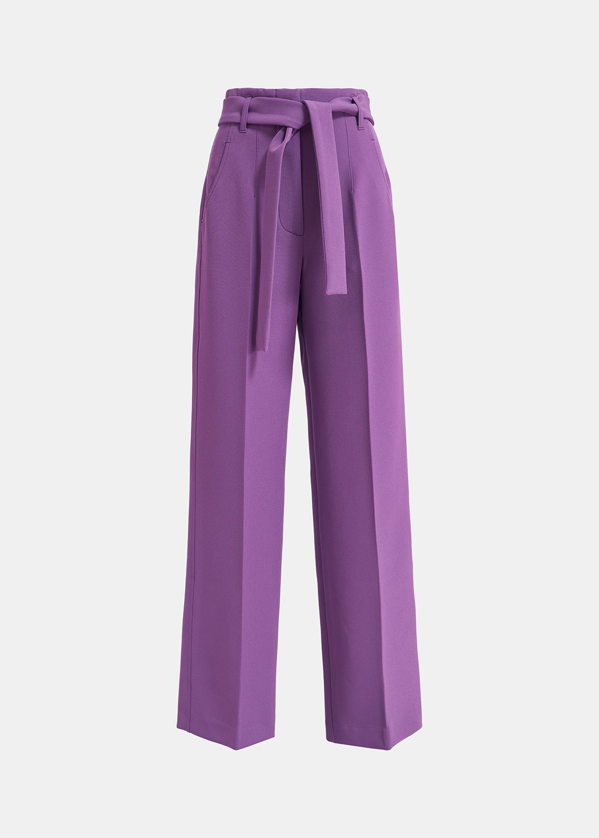 Pantalon droit pourpre avec ceinture