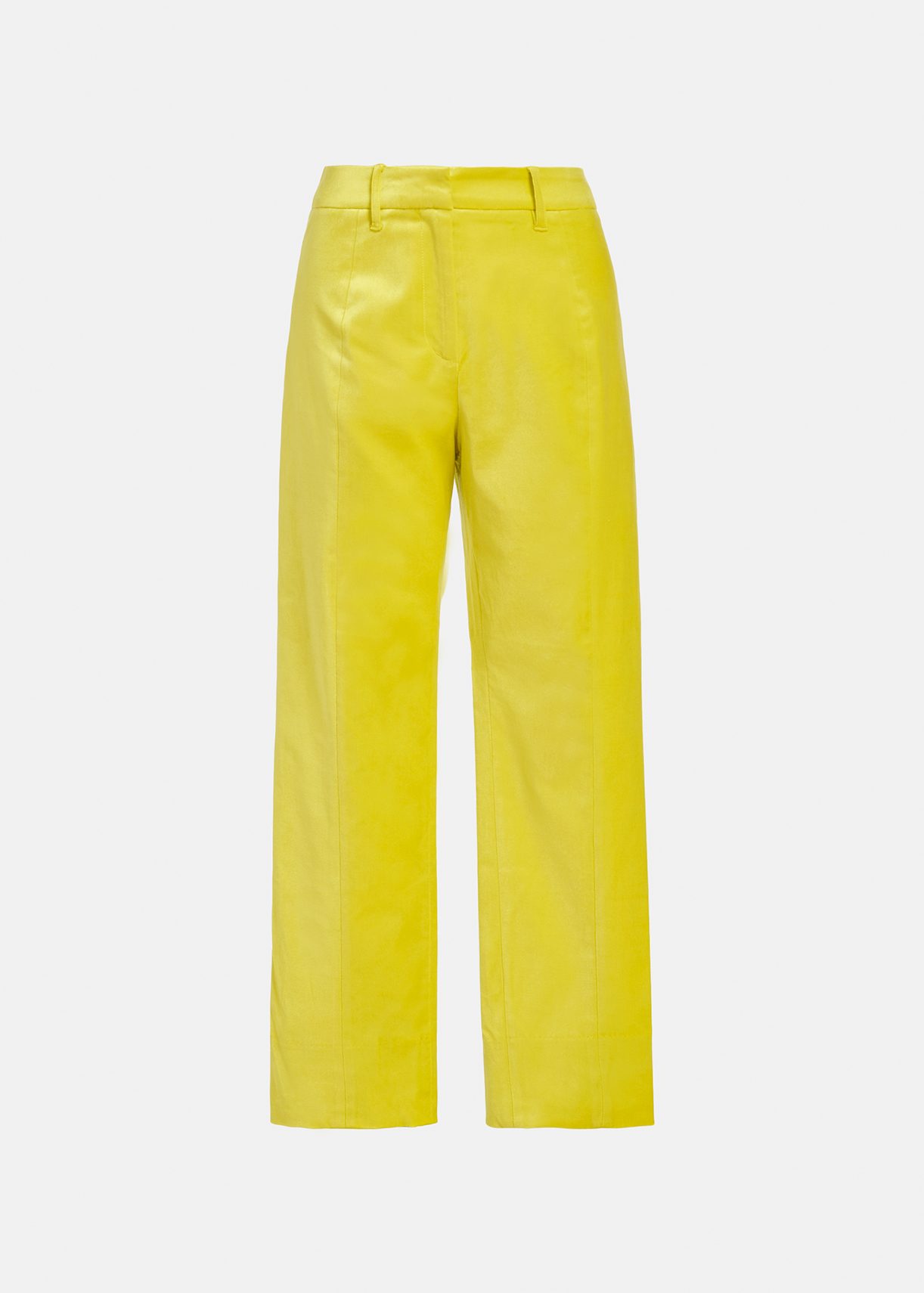 Yellow tapered-leg velvet pants