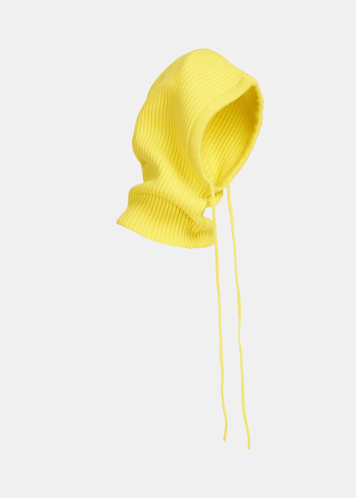 Yellow rib-knitted balaclava