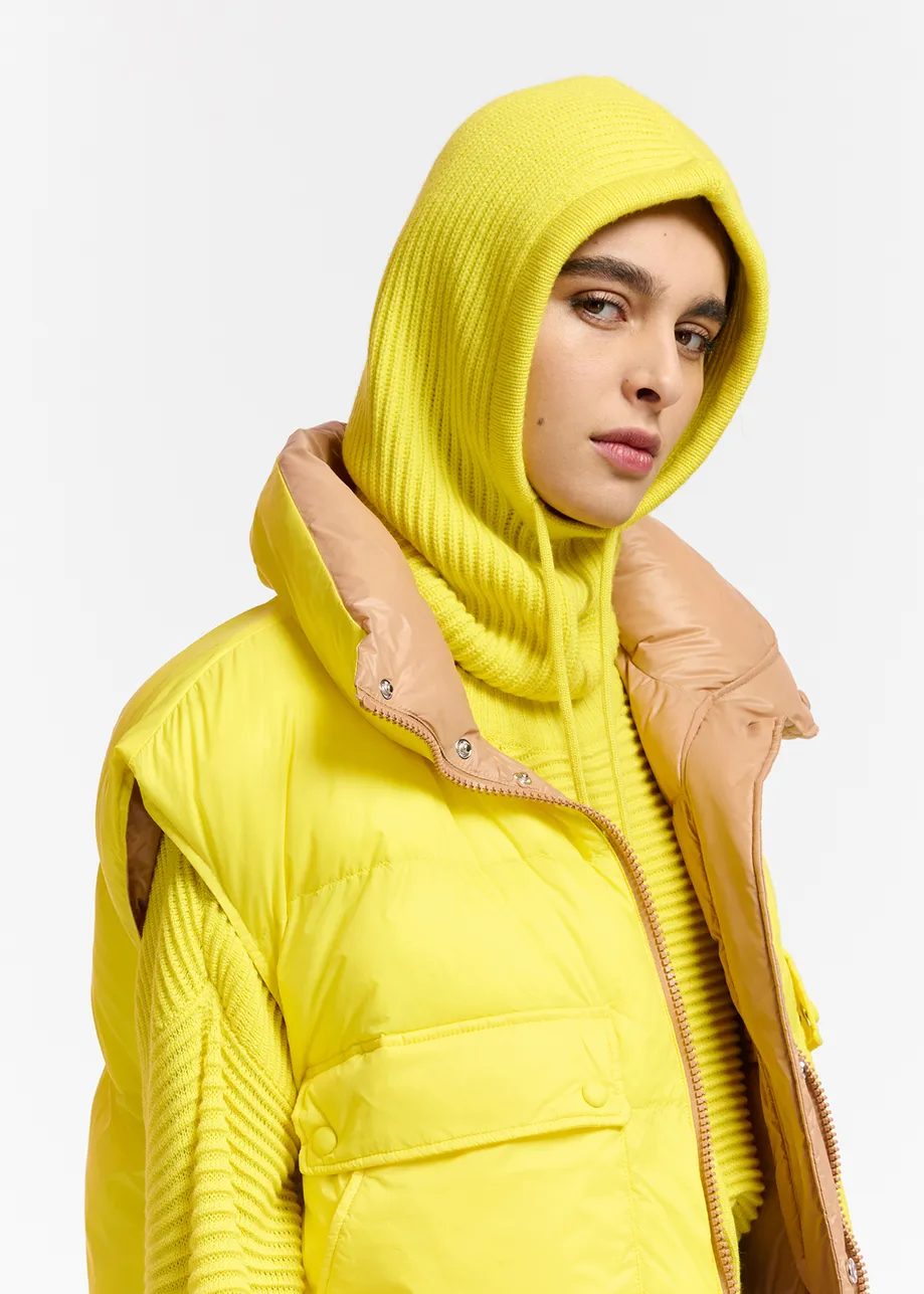 Yellow rib-knitted balaclava