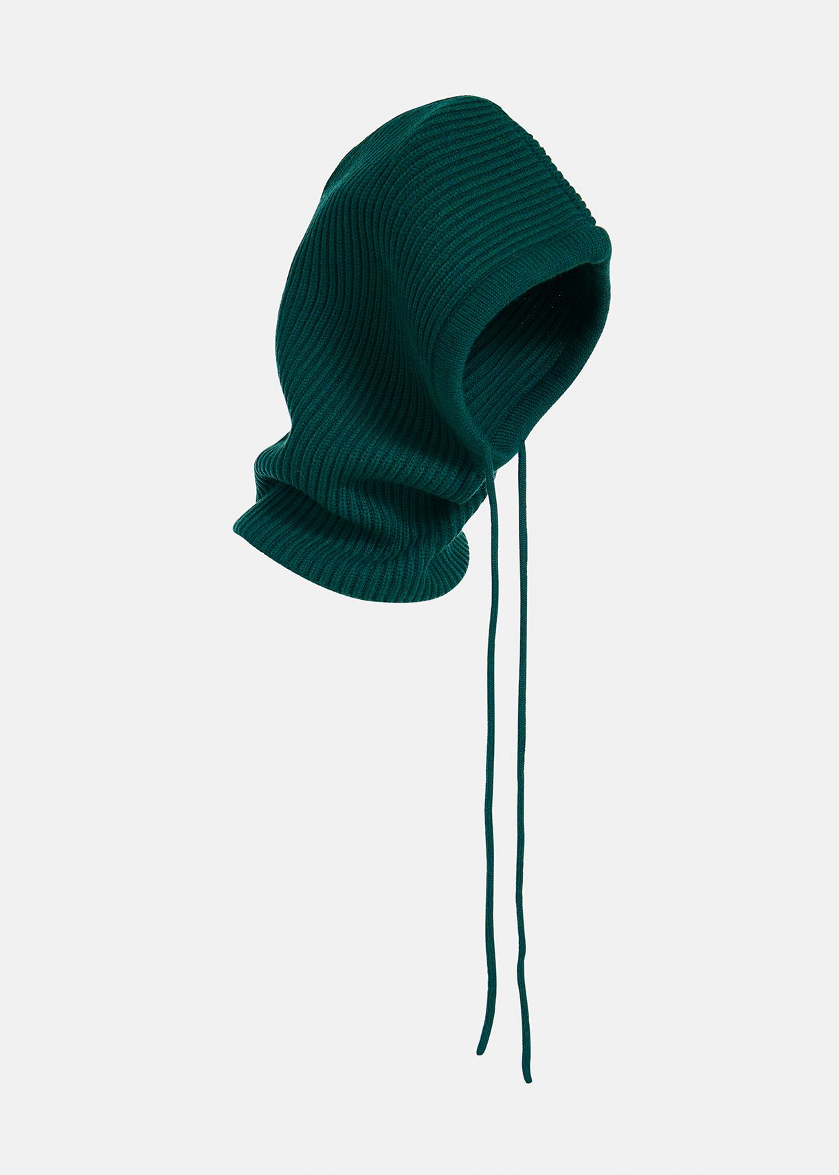 Dark green rib-knitted balaclava