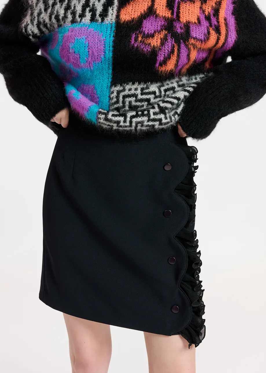 Black mini skirt with ruffle