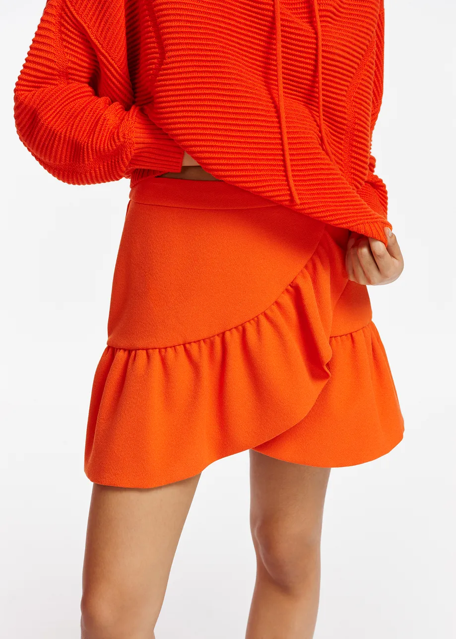 Orange mini wrap skirt