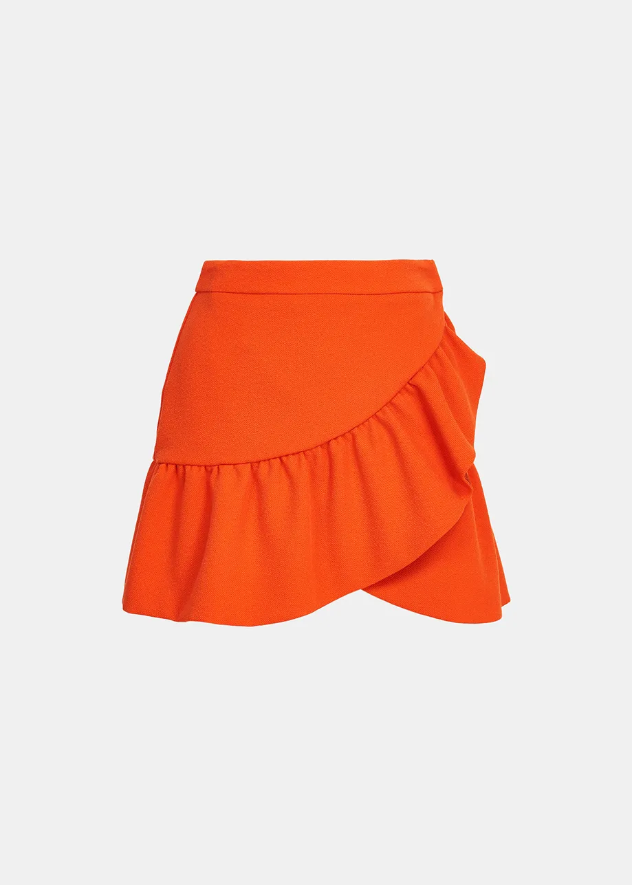 Orange mini wrap skirt