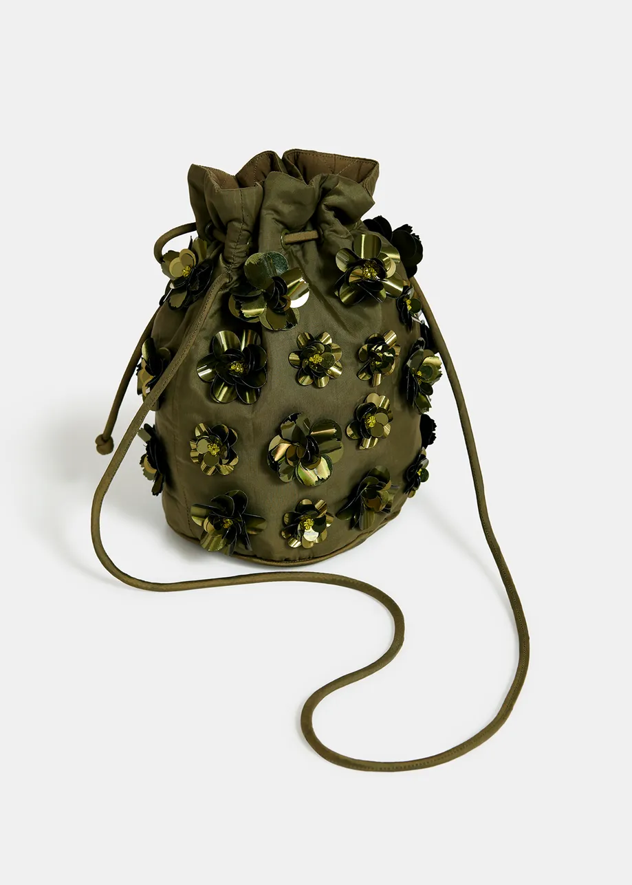 Green and black leopard-print shopper bag