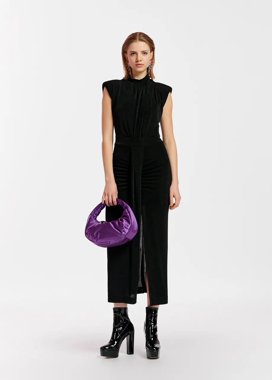 Black stretch-jersey midi-length dress