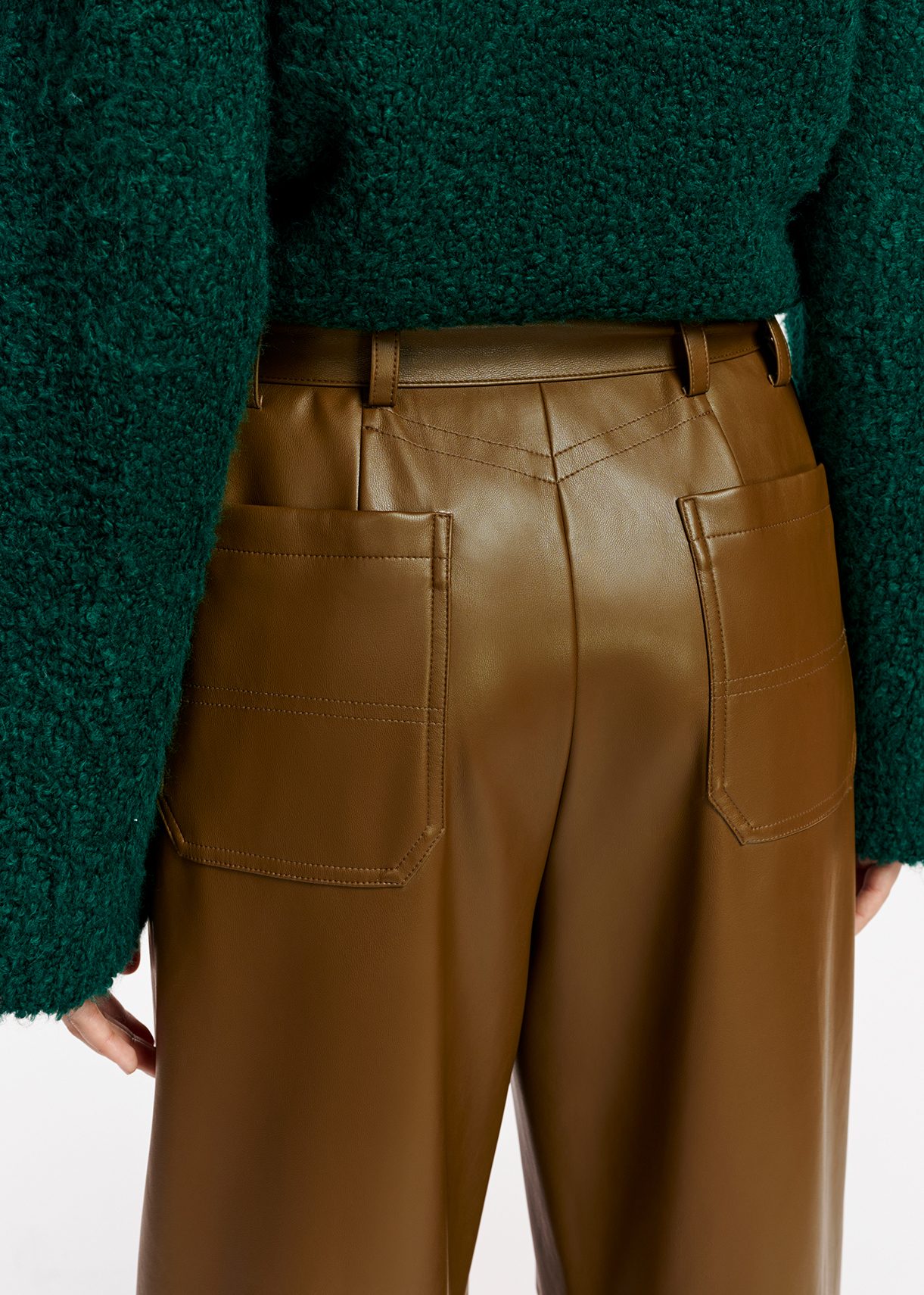 Green best sale belted pants