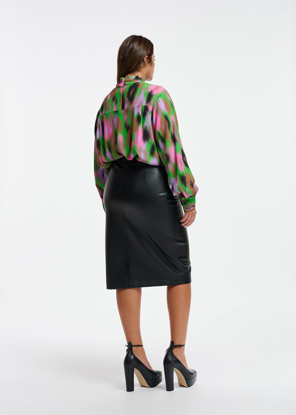 Dark green faux leather pencil clearance skirt