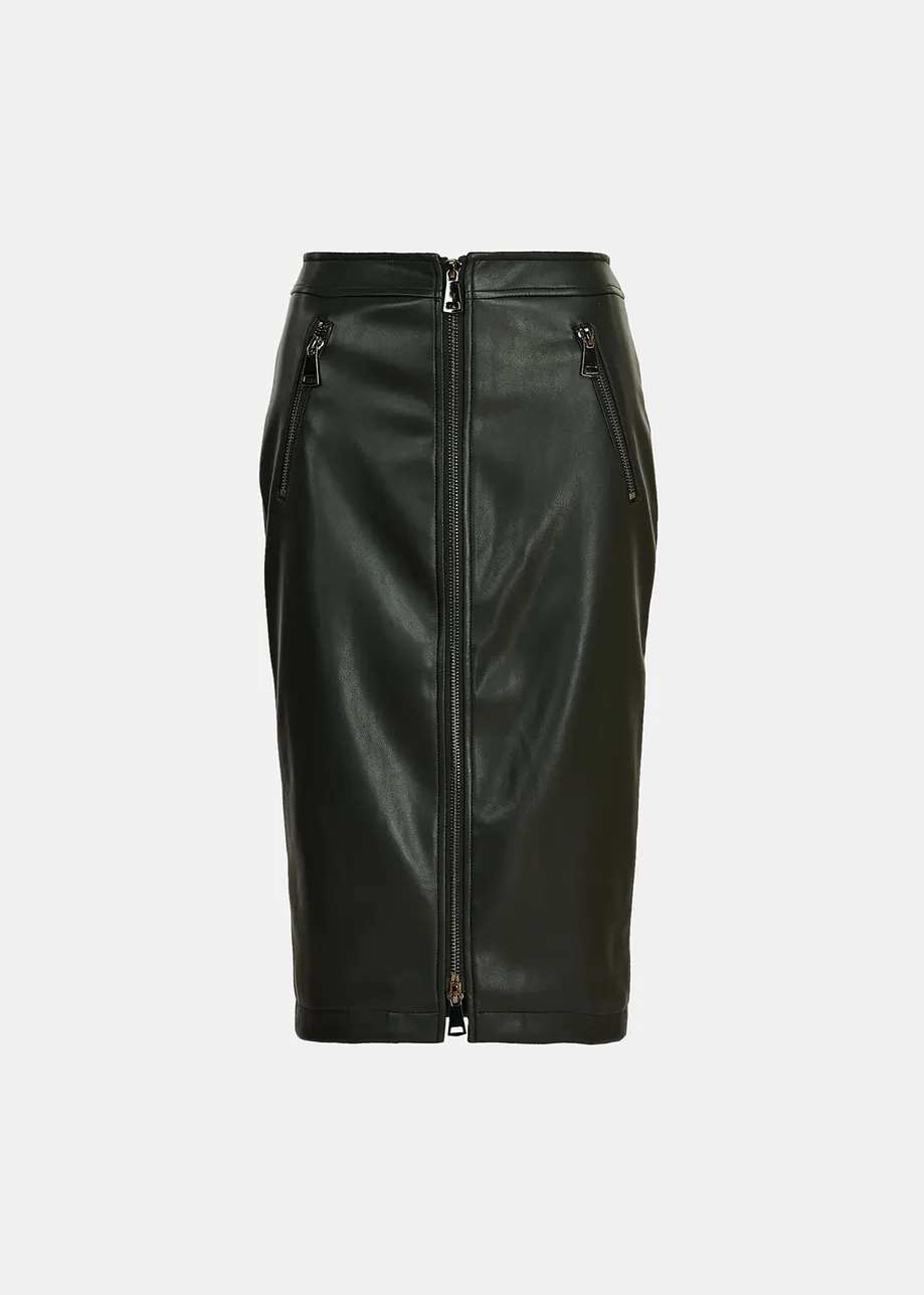 Black faux leather pencil skirt