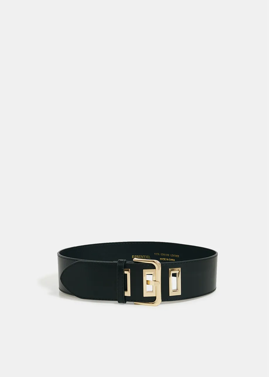 Black leather waist belt