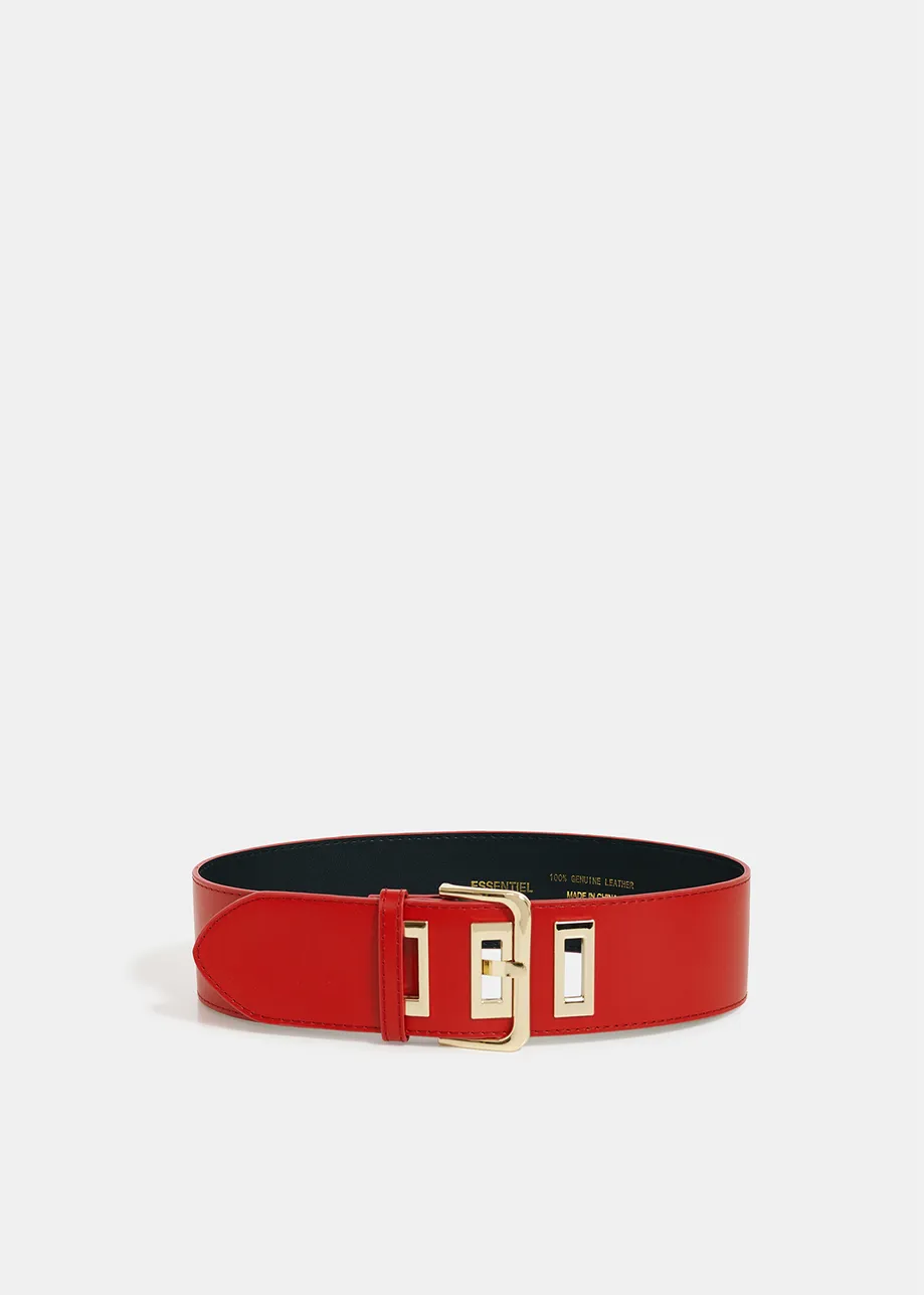 Red leather waist belt