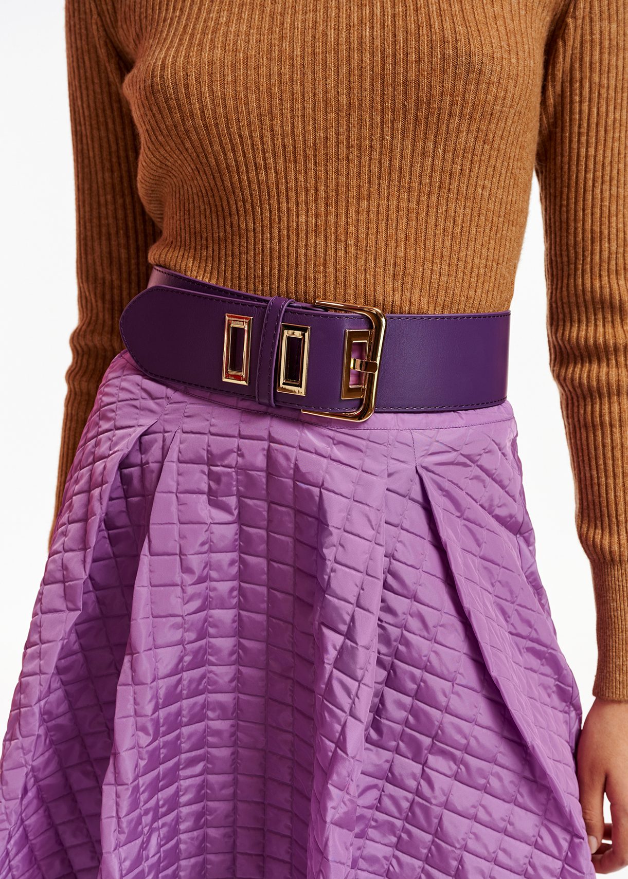 Purple leather waist belt