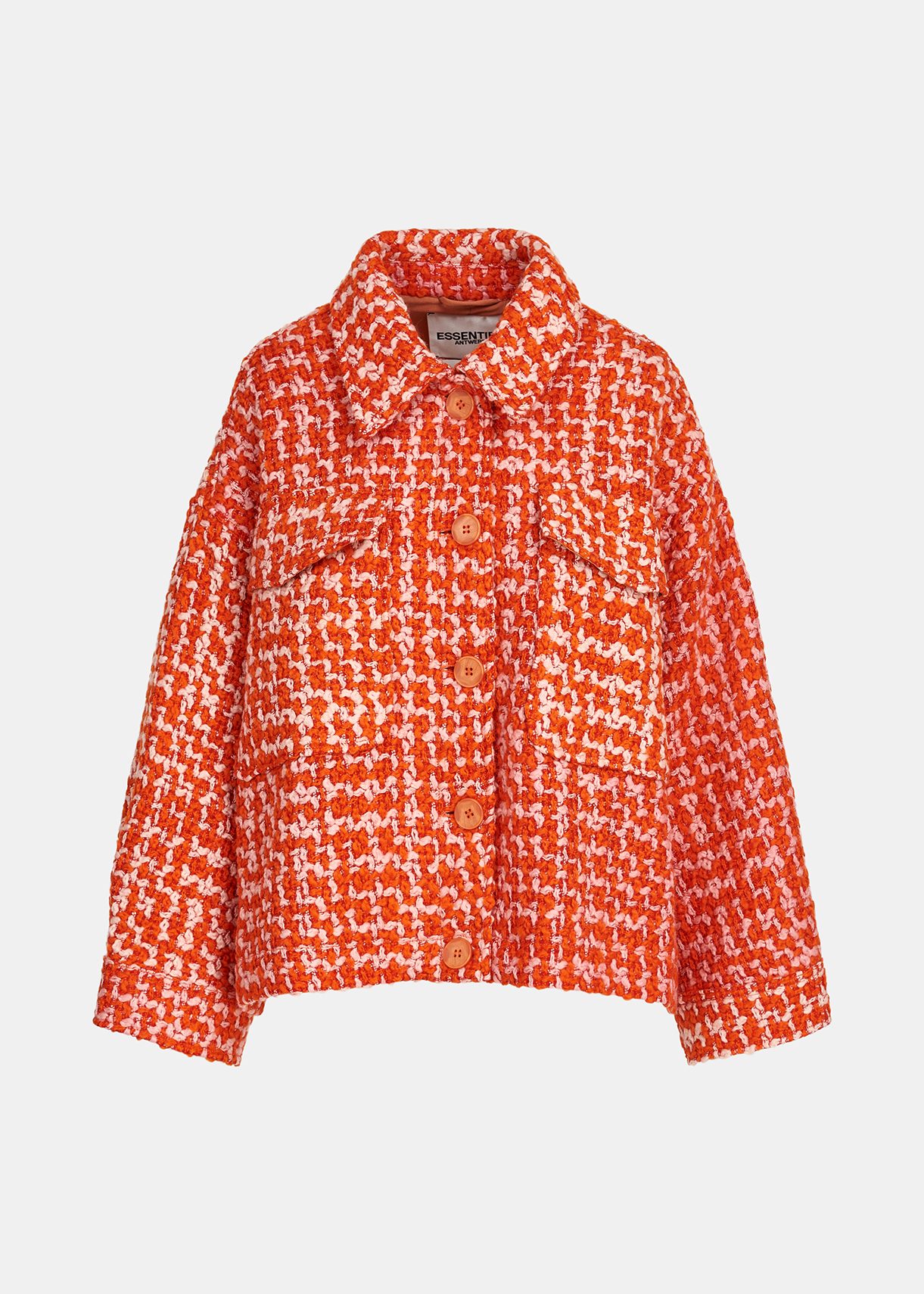 Orange and peach wool-blend tweed jacket