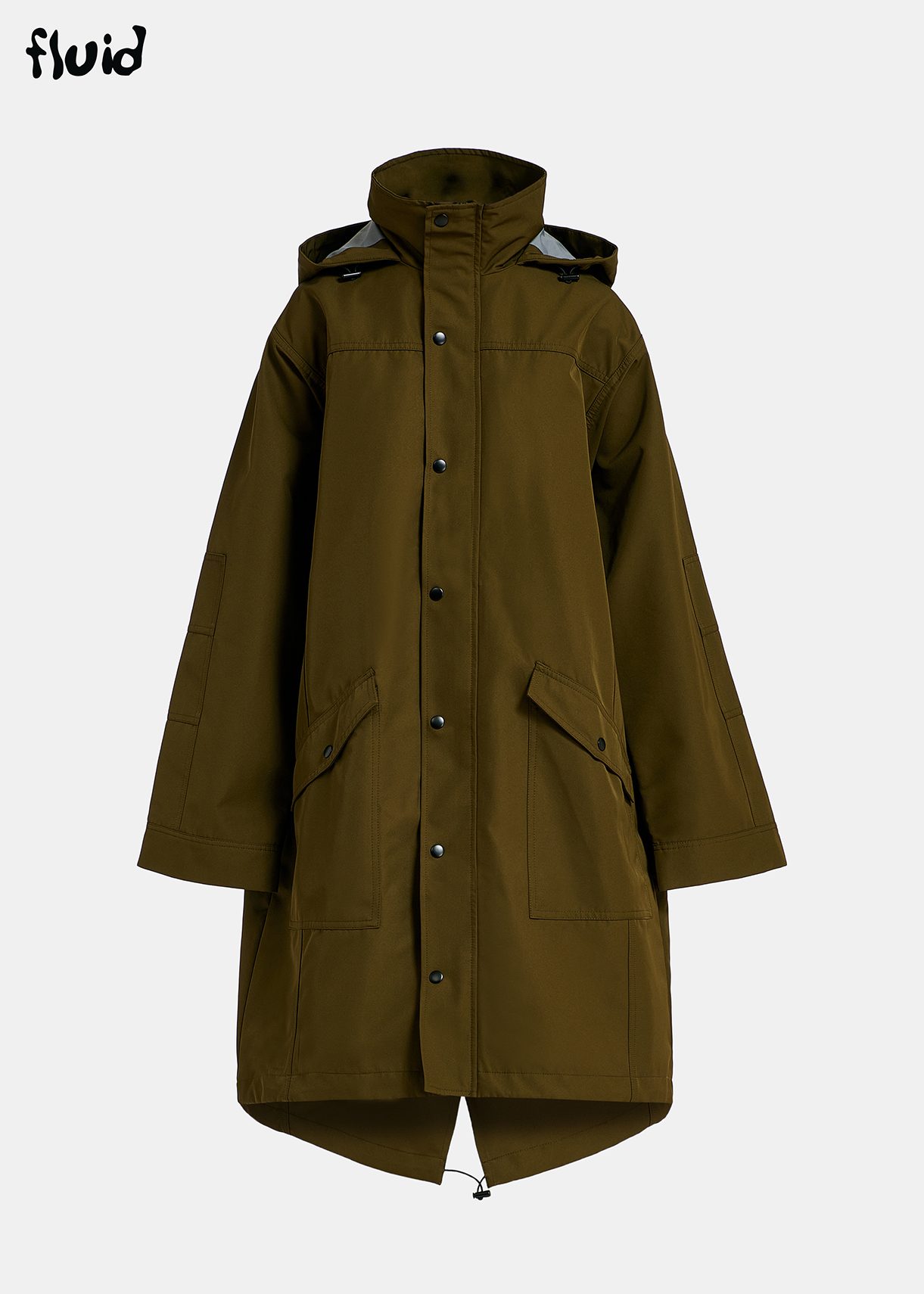 Khaki hooded raincoat 