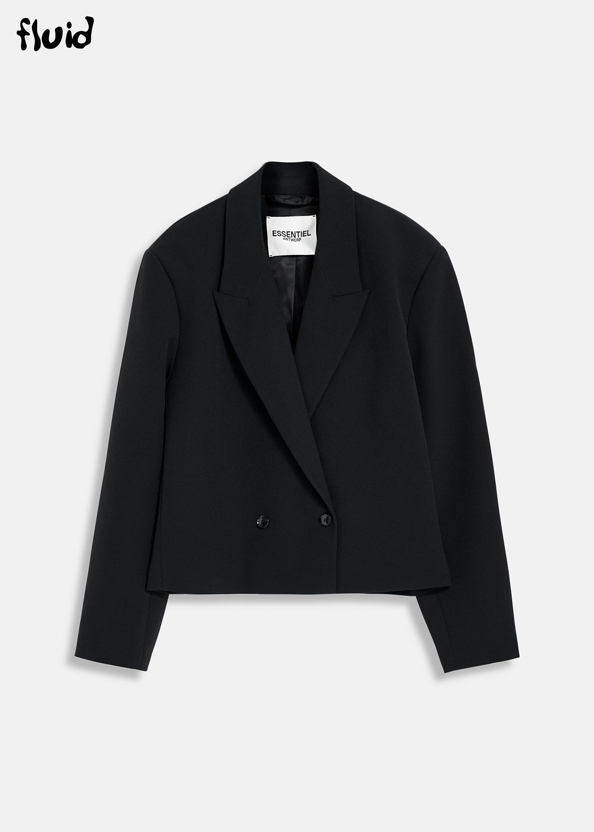 Black cropped double-breasted blazer 