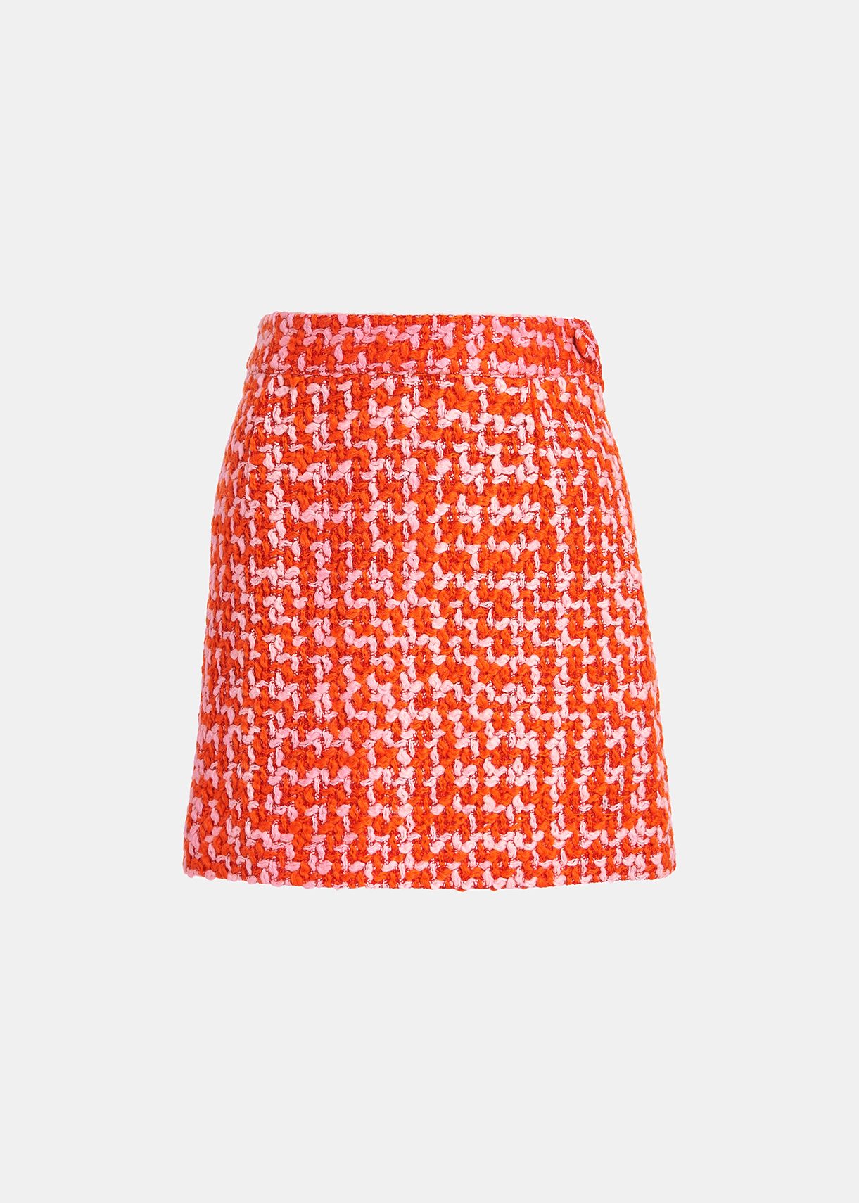 Orange and peach wool-blend tweed mini skirt