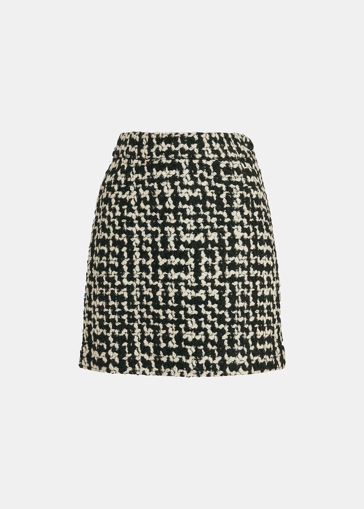 Black and off-white wool-blend tweed mini skirt