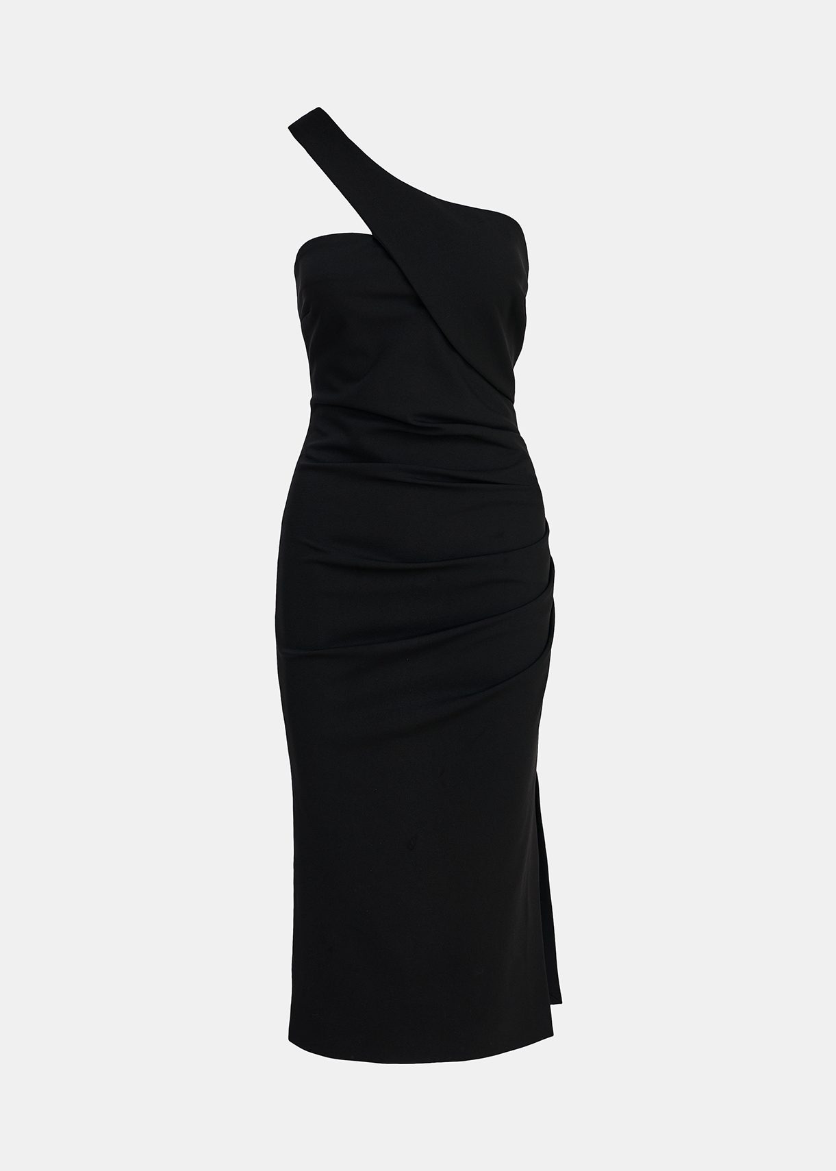 Robe midi ajustée noire à une épaule