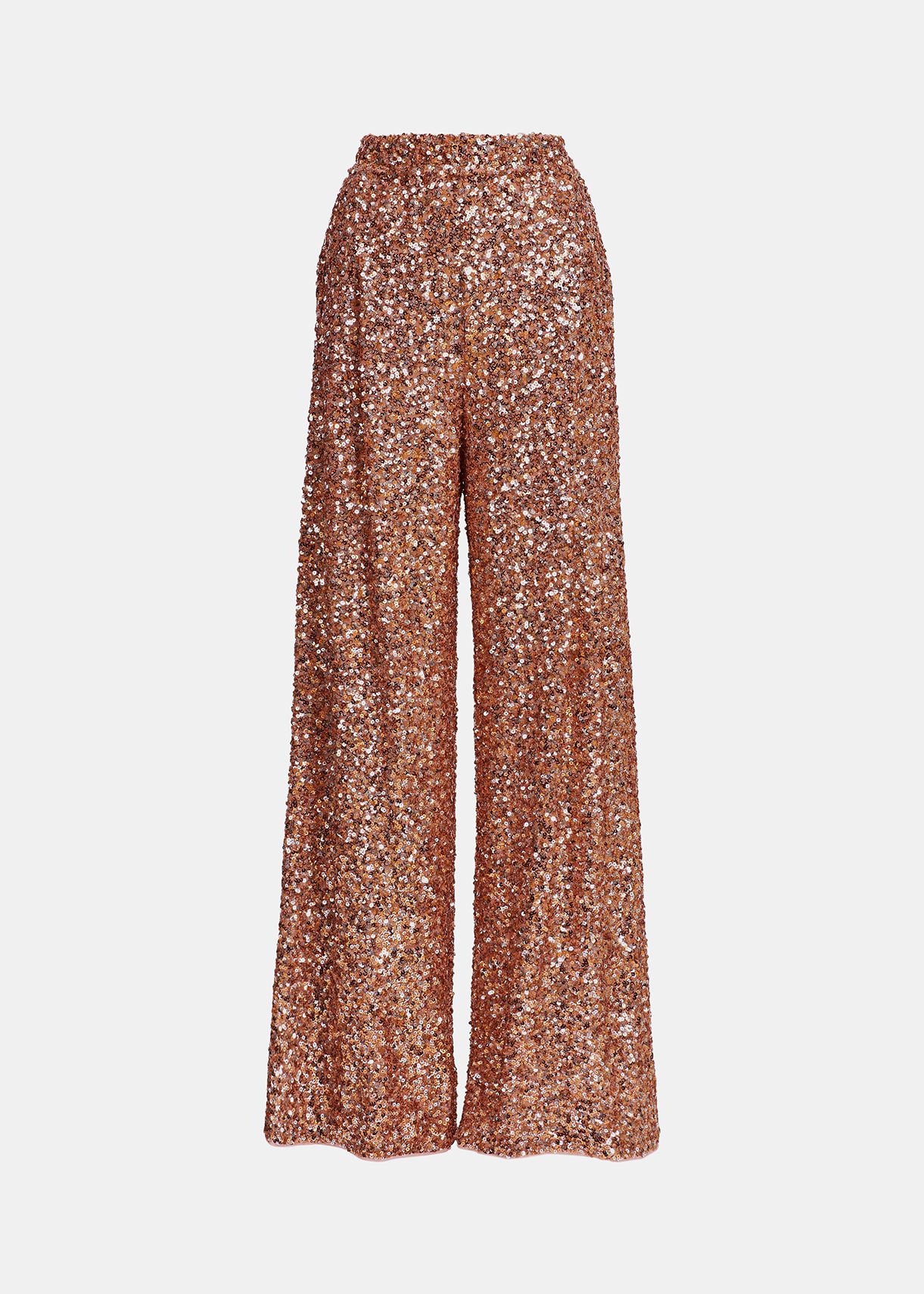 Orange sequin-embellished wide-leg pants