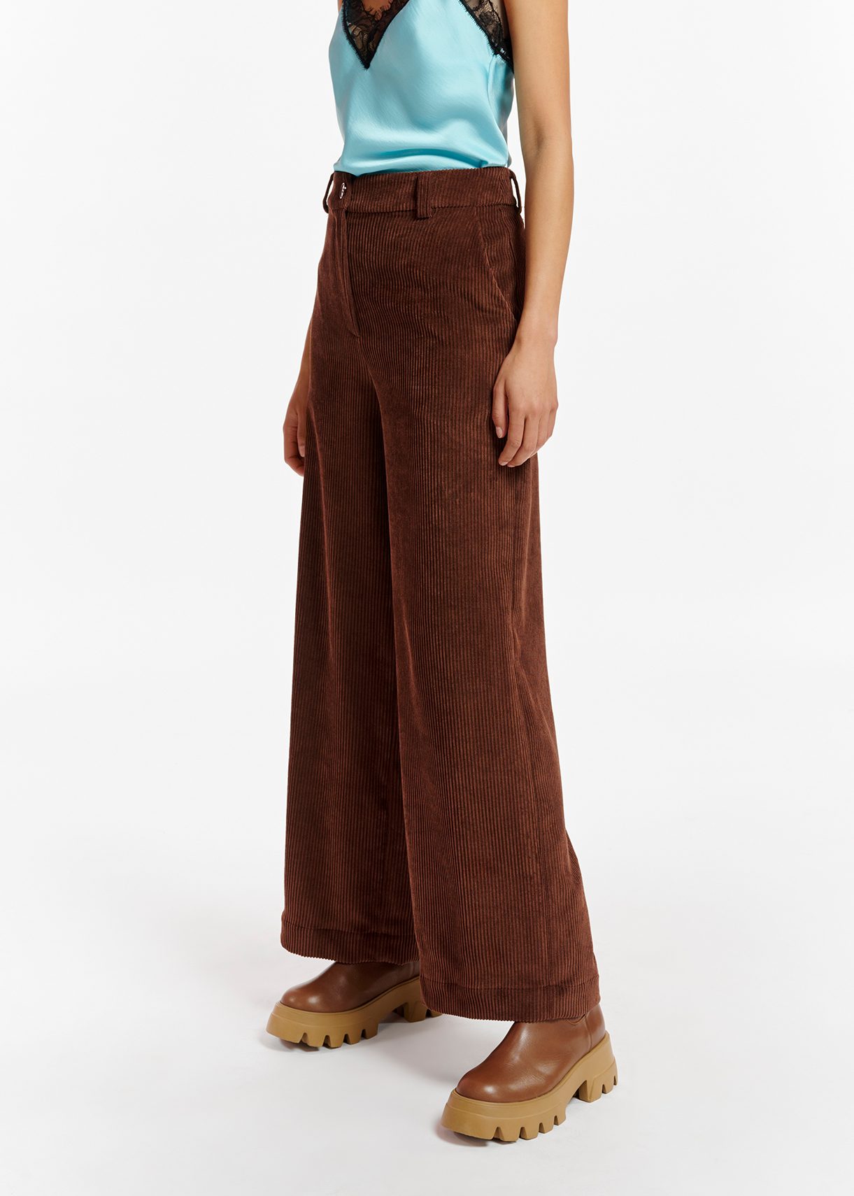 High waisted wide outlet leg corduroy pants